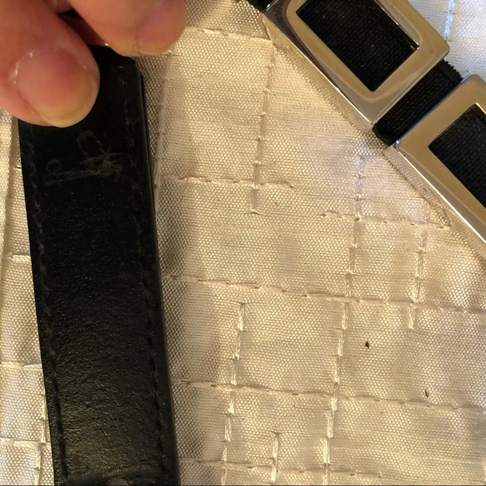 Perry Ellis Black Leather Belt with Silver Buckle